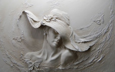 3D ФОТООБОИ «БАРЕЛЬЕФ ЖЕНЩИНА В ШЛЯПЕ»