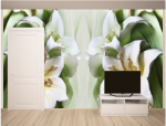 3D ФОТООБОИ "ЗЕЛЕНЫЕ ЛИЛИИ ИЗ КЕРАМИКИ"