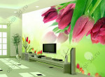 3D Фотообои "Тюльпаны с каплями"