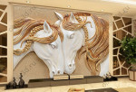 3D Фотообои "Лошади на рельефном фоне"