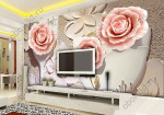3D Фотообои "Объемная композиция с бутонами роз"