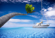 3D Фотообои "Яхта в море"