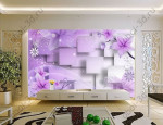 3D Фотообои "Розовая объемная инсталляция с цветами"