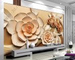 3D Фотообои "Розы с тиснением под керамику"