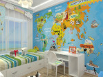3D Фотообои "Карта континентов для детей" №1