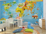 3D Фотообои "Карта континентов для детей" №1