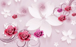 3D Фотообои "Объемная инсталляция с бутонами роз под керамику"