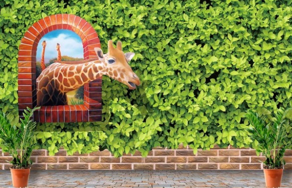 3D Фотообои "Окно в саванну"