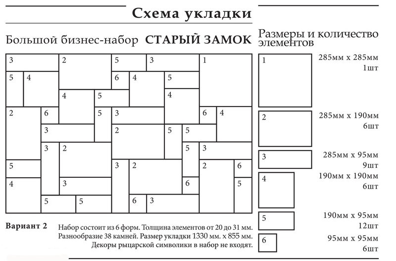 Хорошим подспорьем станет для вас схема укладки разноразмерных камней (2 варианта).