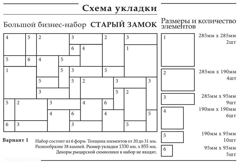 Хорошим подспорьем станет для вас схема укладки разноразмерных камней (2 варианта).